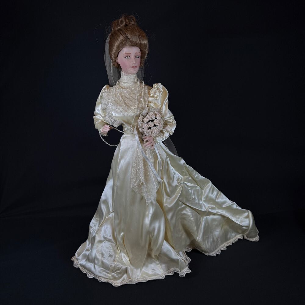 FRANKLIN HEIRLOOM GIBSON GIRL PORCELAIN BRIDE DOLL 23"